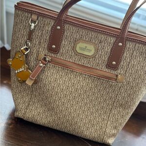Beige Monogram Tote Bag